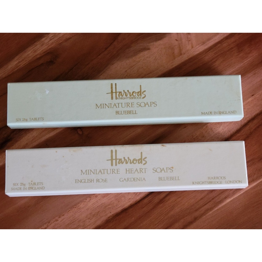 Harrods Miniature Soap 2-Sets 12 Bars Heart Rose Green Floral Made in England